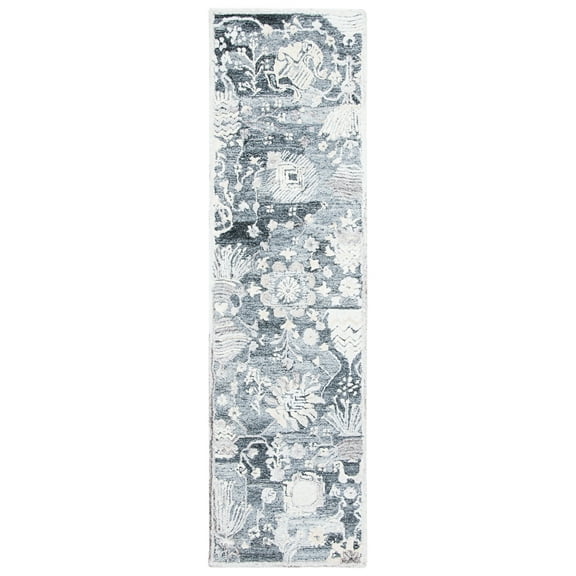 SAFAVIEH Glamour Quinten Floral Runner Rug, Grey/Ivory, 2'3" x 8'