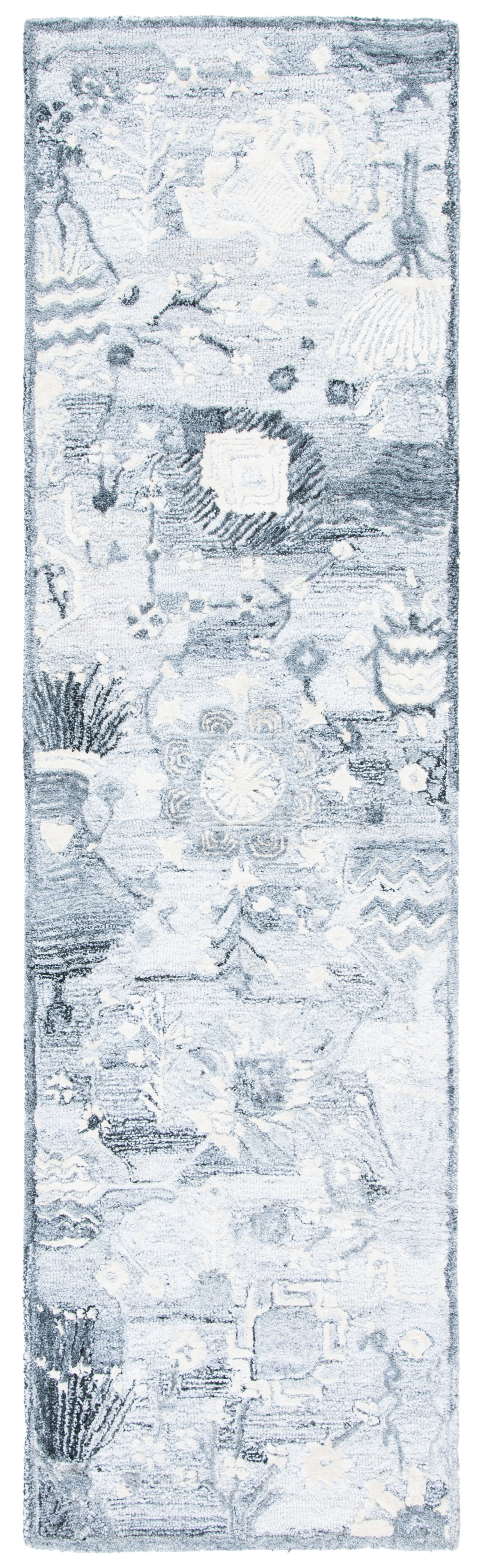 SAFAVIEH Glamour Quinten Floral Runner Rug, Ivory/Grey, 2'3" x 8'