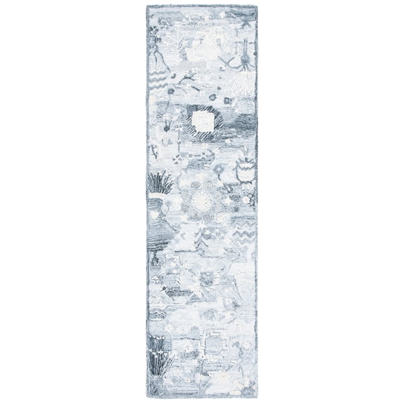 SAFAVIEH Glamour Quinten Floral Runner Rug, Ivory/Grey, 2'3" x 8'