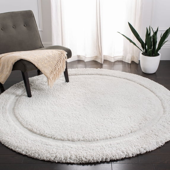Safavieh Glamour Douglas Solid Shag Area Rug, Ivory, 6' x 6' Round