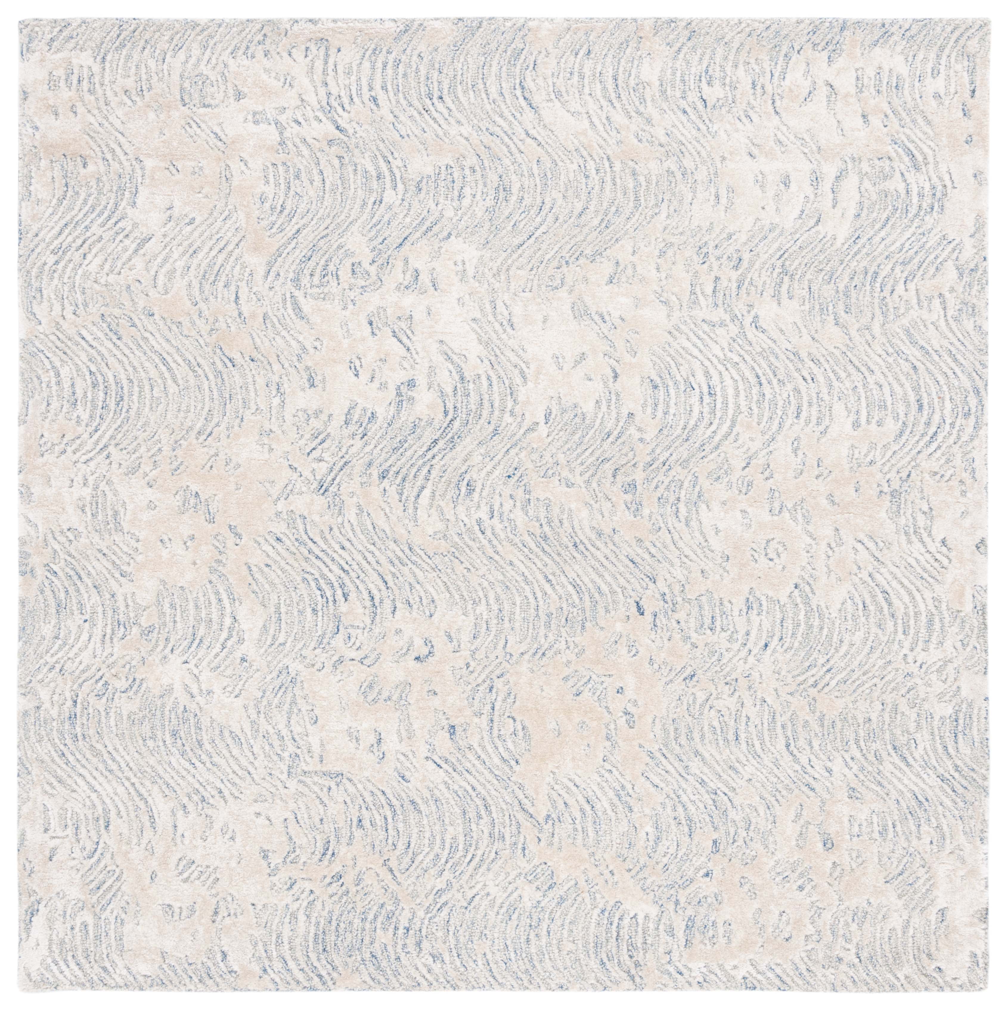 SAFAVIEH Glamour Tashi Abstract Area Rug, Blue/Ivory, 6' x 6' Square