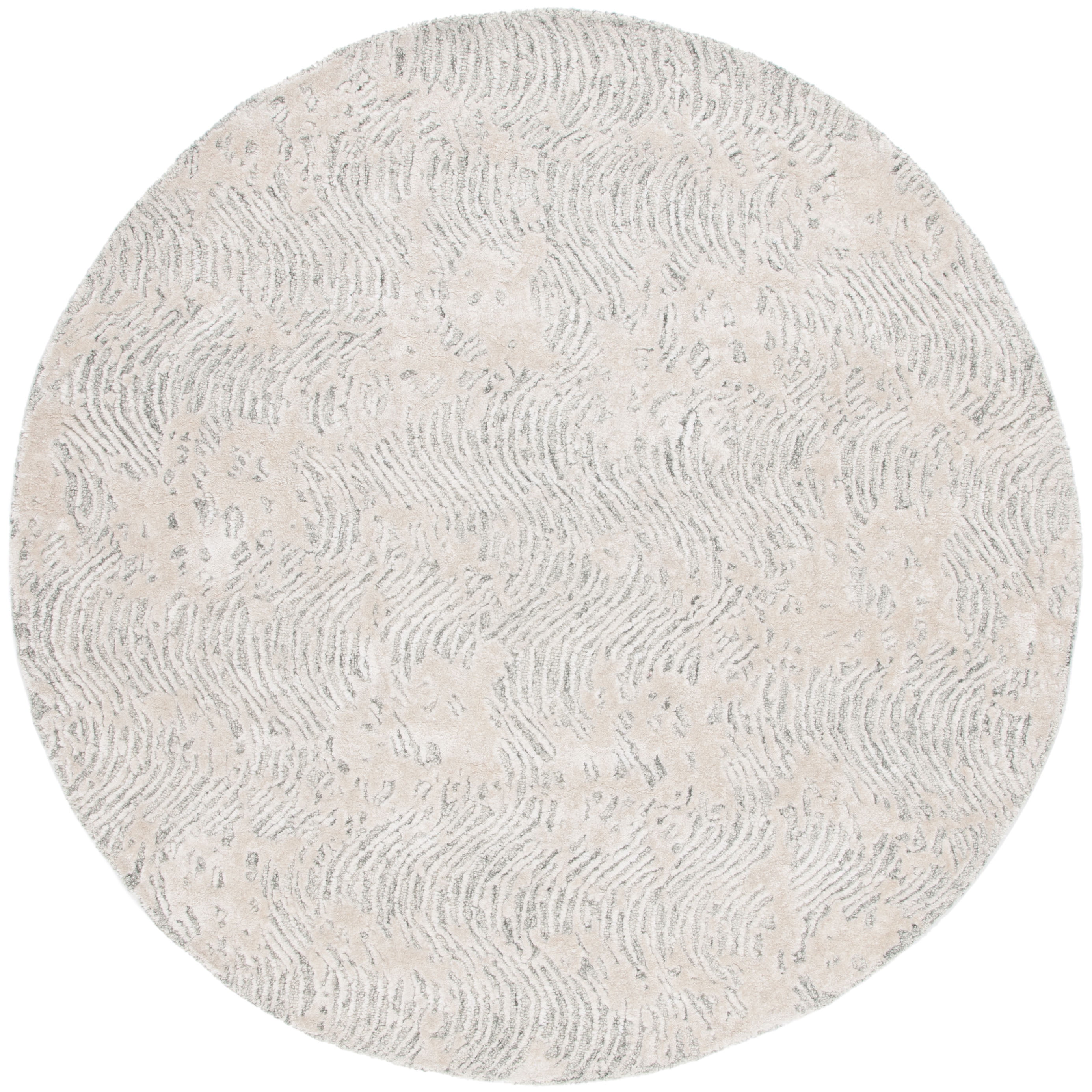 SAFAVIEH Glamour Tashi Abstract Area Rug, Light Grey/Ivory, 6' x 6' Round