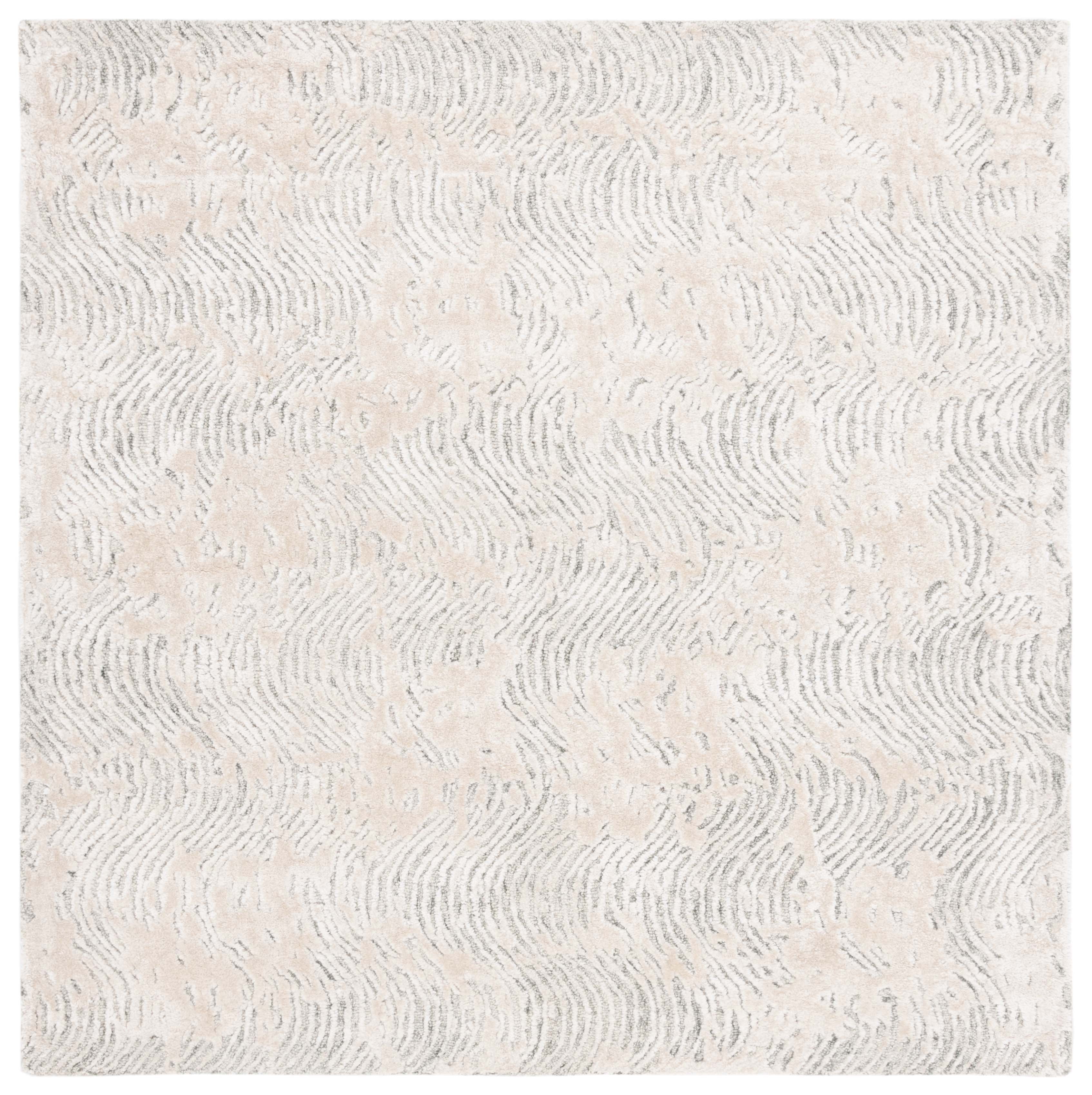 SAFAVIEH Glamour Tashi Abstract Area Rug, Light Grey/Ivory, 6' x 6' Square