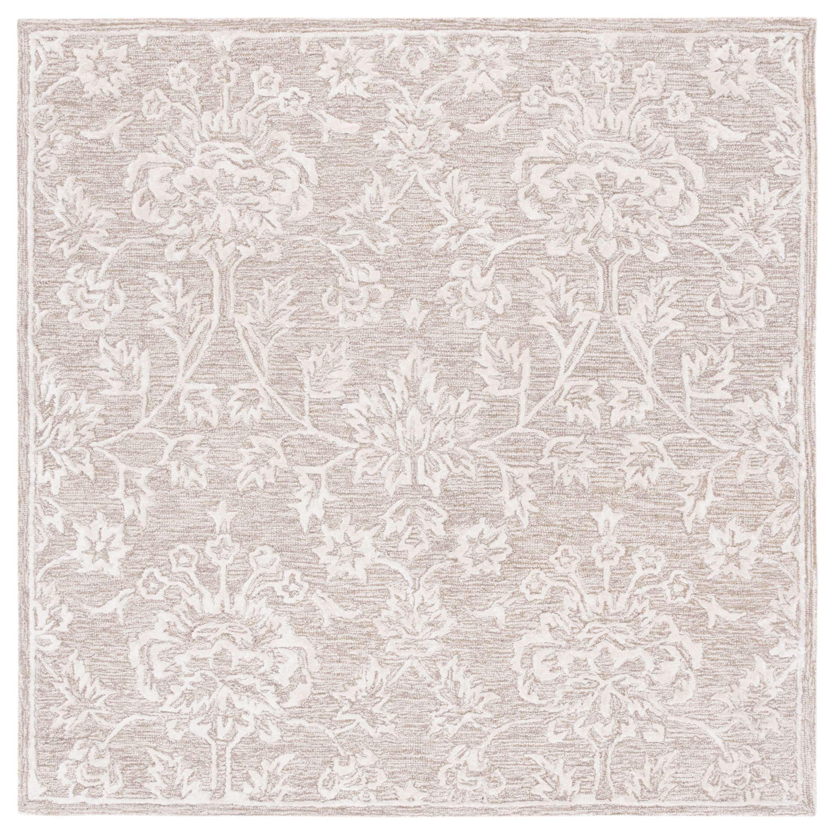 SAFAVIEH Glamour Zowie Floral Area Rug, Beige/Ivory, 6' x 6' Square