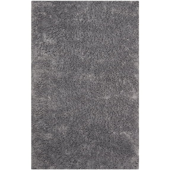 SAFAVIEH Glen Solid Plush Shag Area Rug, Grey, 6' x 6' Round