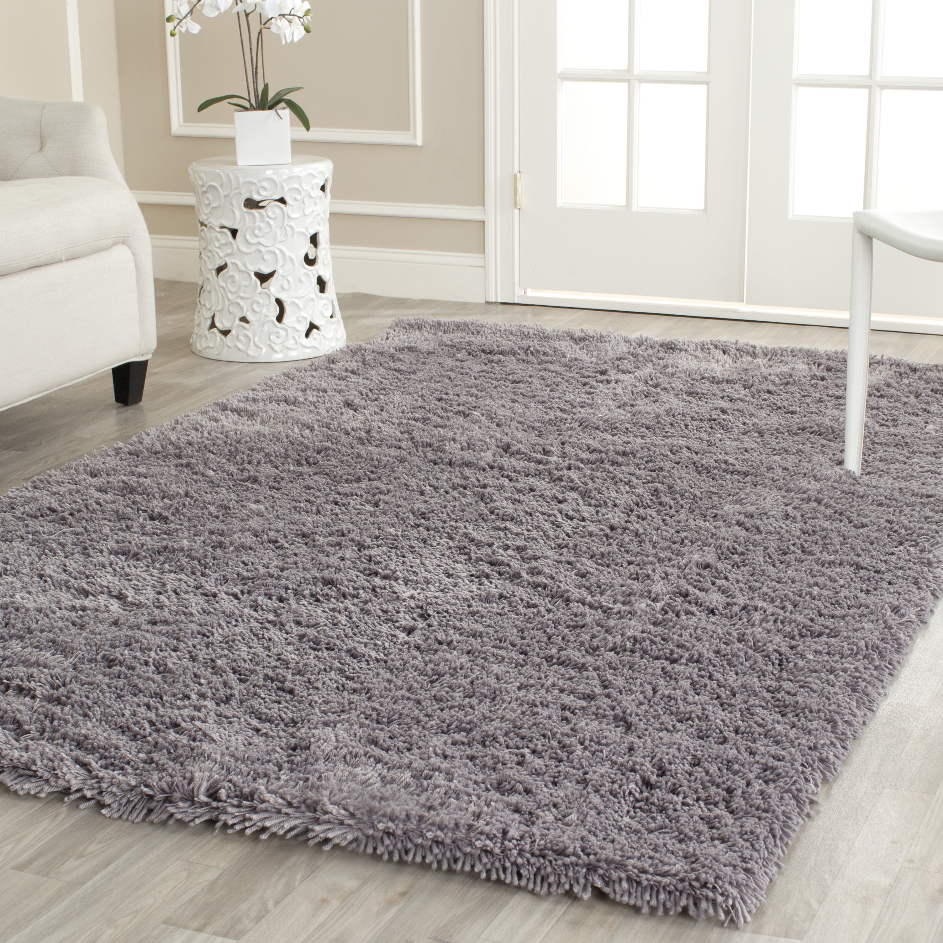 SAFAVIEH Glen Solid Plush Shag Area Rug, Grey, 9'6" x 13'6"