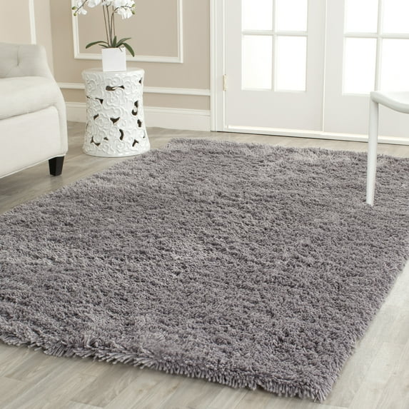 SAFAVIEH Glen Solid Plush Shag Area Rug, Grey, 9' x 9' Square