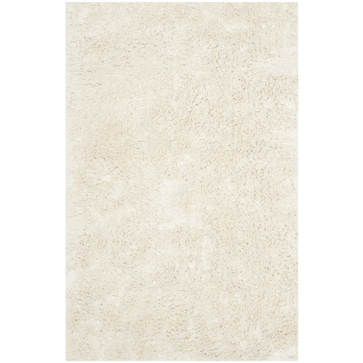 Ivory Round Hand-Tufted Shag Wool Area Rug