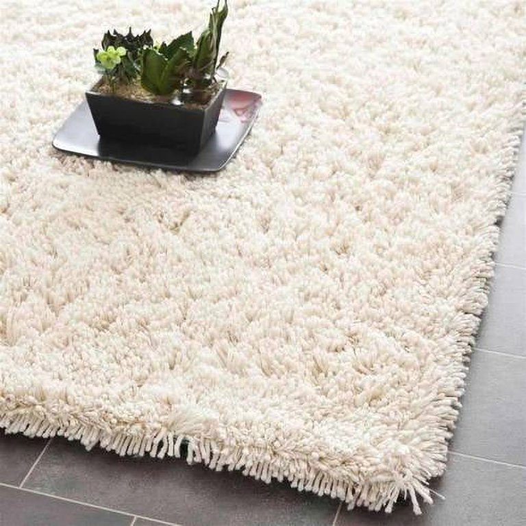 Soft Shag Polyester Area Rug 5 x 8 ft White Ivory Shaggy Plush Carpet –  MystiqueDecors By AK