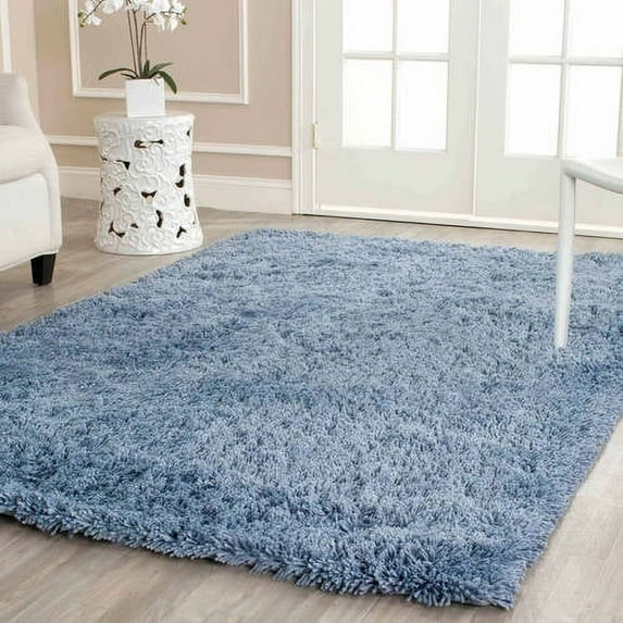 SAFAVIEH Glen Solid Plush Shag Area Rug, Light Blue, 7'6" x 9'6"