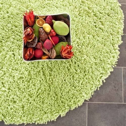 SAFAVIEH Glen Solid Plush Shag Area Rug, Lime, 4' x 4' Round