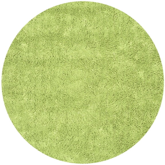 SAFAVIEH Glen Solid Plush Shag Area Rug, Lime, 6' x 6' Round