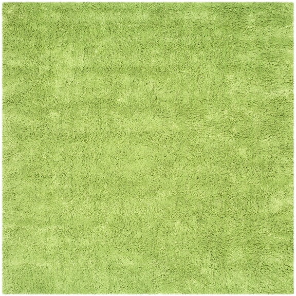 SAFAVIEH Glen Solid Plush Shag Area Rug, Lime, 7' x 7' Square