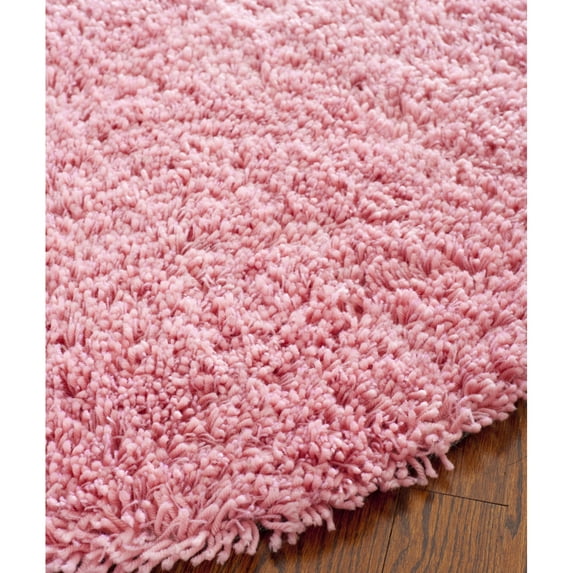SAFAVIEH Glen Solid Plush Shag Area Rug, Pink, 8' x 8' Round