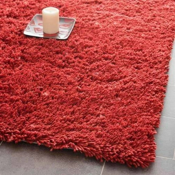 SAFAVIEH Glen Solid Plush Shag Area Rug, Rust, 7' x 7' Square