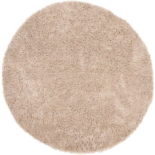 SAFAVIEH Glen Solid Plush Shag Area Rug, Taupe, 4' x 4' Round