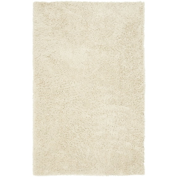 SAFAVIEH Glen Solid Plush Shag Area Rug, White, 4' x 4' Round