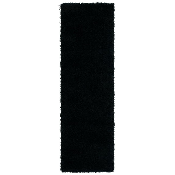 SAFAVIEH Glen Solid Plush Shag Runner Rug, Black, 2'3" x 12'