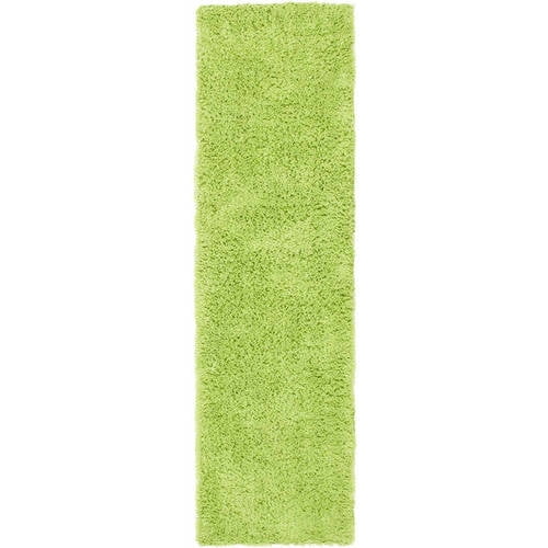 SAFAVIEH Glen Solid Plush Shag Runner Rug, Lime, 2'3" x 6'