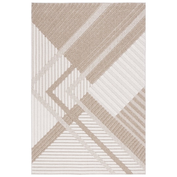 SAFAVIEH Global Amable Abstract Indoor/Outdoor Area Rug, Beige/Light Beige, 2'2" x 4'