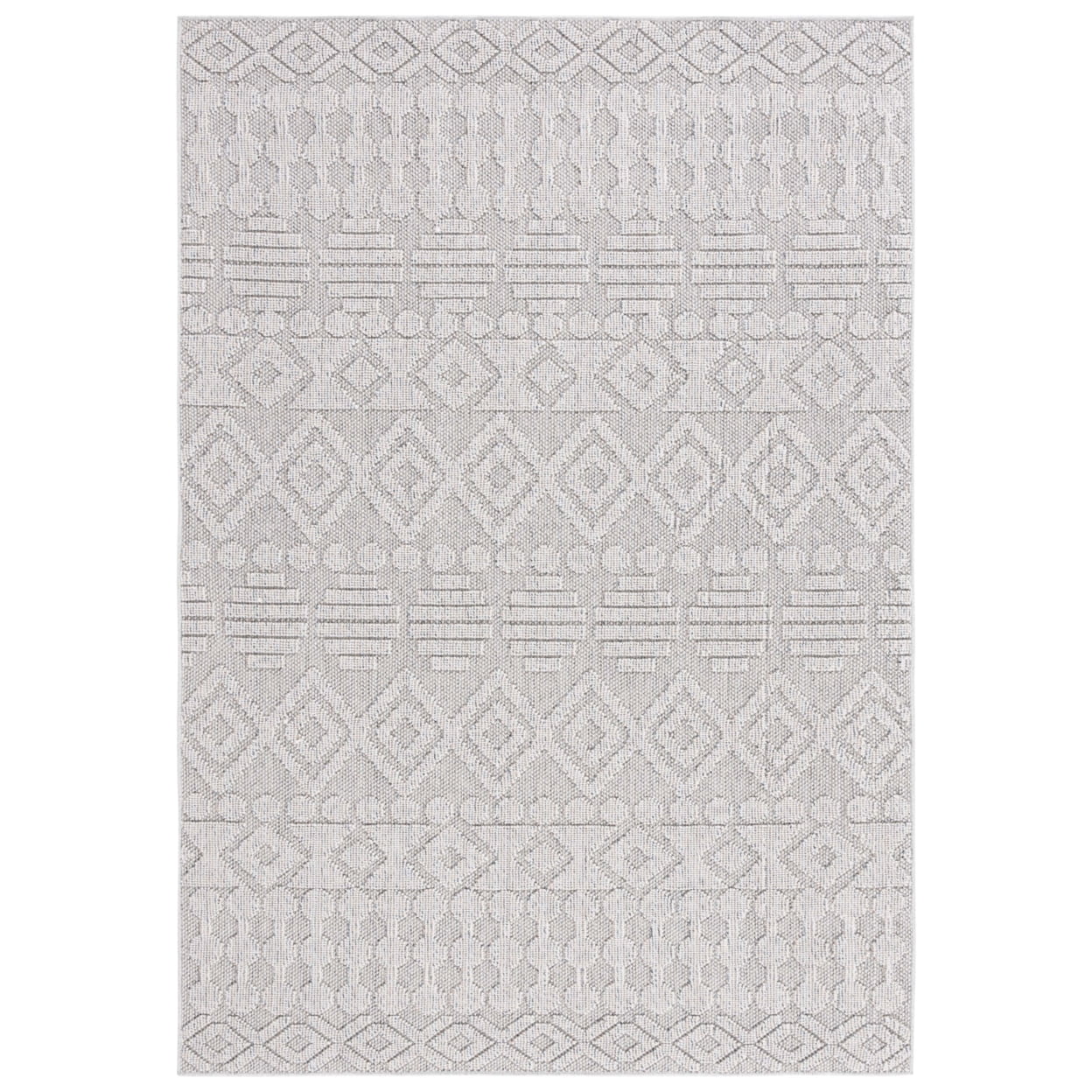 SAFAVIEH Global Anthony Diamond Indoor/Outdoor Area Rug, Grey/Ivory, 9' x 12'