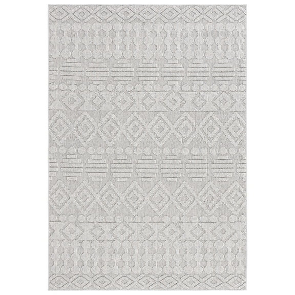 SAFAVIEH Global Anthony Diamond Indoor/Outdoor Runner Rug, Grey/Ivory, 2'2" x 8'