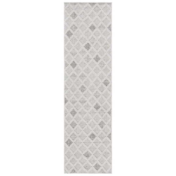 SAFAVIEH Global Cainneach Diamond Runner Rug, Grey/Ivory, 2'2" x 8'