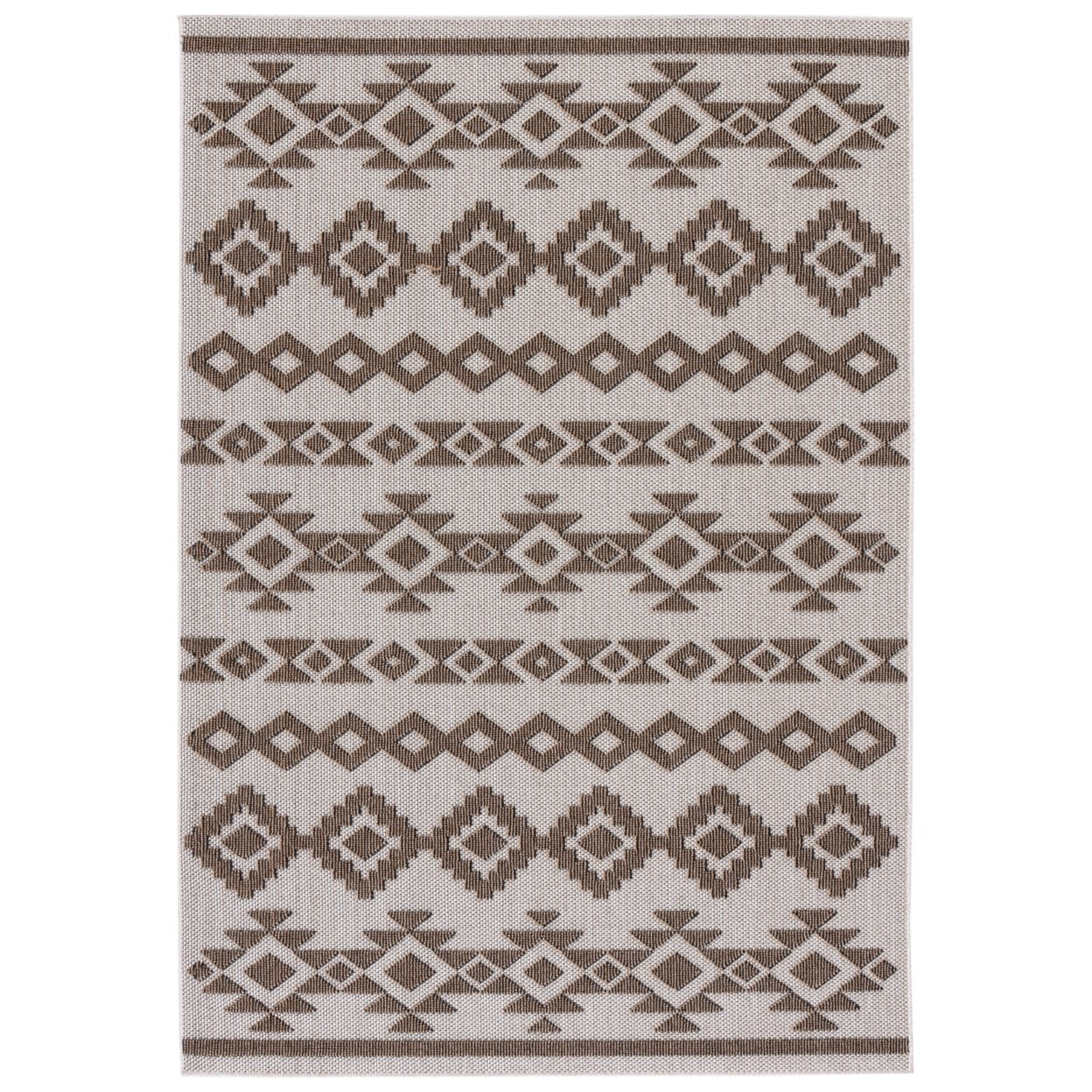 Global Beige and Dark Beige 4' x 6' Synthetic Flat Woven Reversible Rug