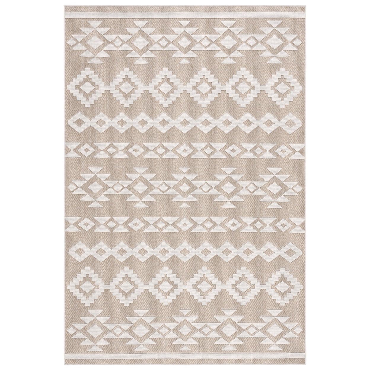 SAFAVIEH Global Caitriona Diamond Indoor/Outdoor Area Rug, Beige/Ivory, 8' x 10'