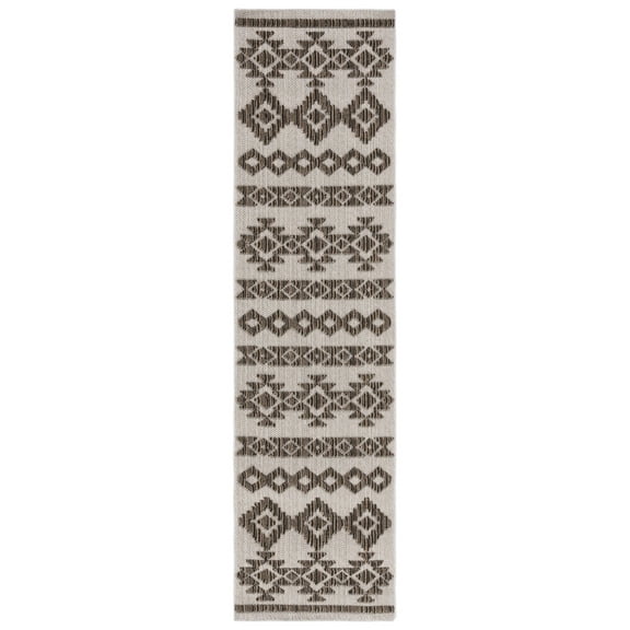 SAFAVIEH Global Caitriona Diamond Indoor/Outdoor Runner Rug, Beige/Dark Beig, 2'2" x 8'