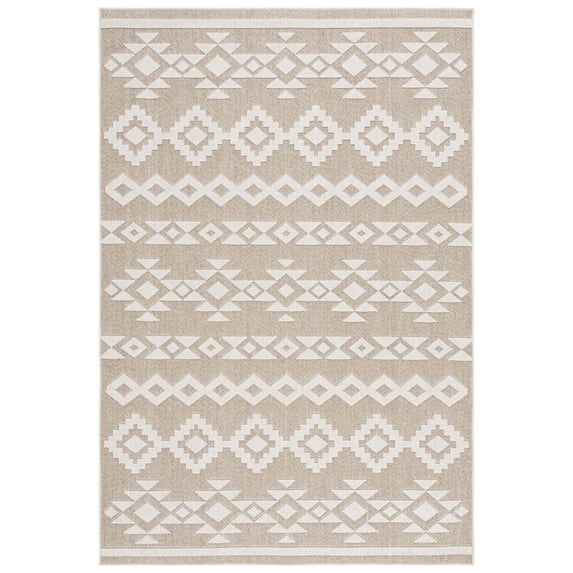 SAFAVIEH Global Caitriona Diamond Indoor/Outdoor Runner Rug, Beige/Ivory, 2'2" x 8'