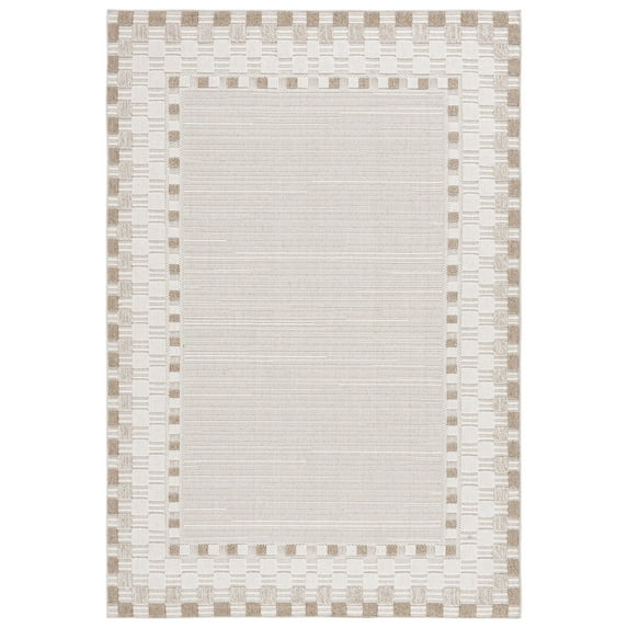 SAFAVIEH Global Daley Bordered Indoor/Outdoor Area Rug, Beige/Light Beige, 4' x 6'