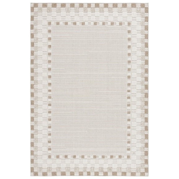 SAFAVIEH Global Daley Bordered Indoor/Outdoor Area Rug, Beige/Light Beige, 9' x 12'
