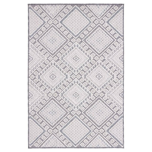 SAFAVIEH Global Dubhan Diamond Indoor/Outdoor Area Rug, Grey/Ivory, 5'3" x 7'6"