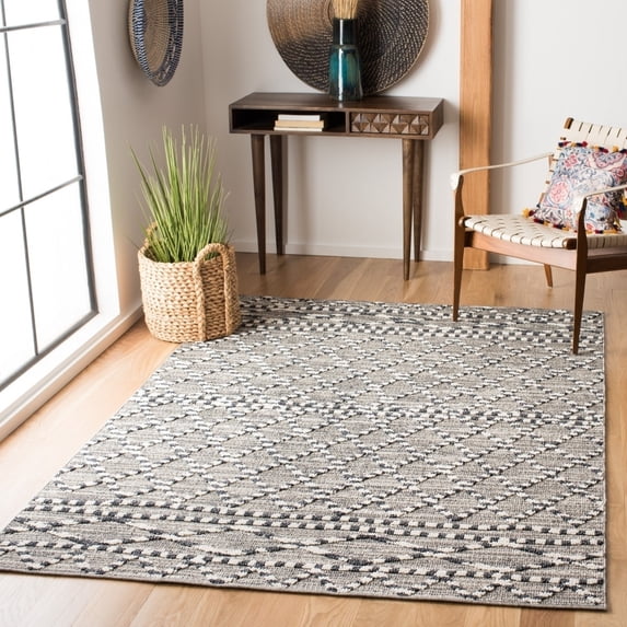 SAFAVIEH Global Geraldine Geometric Indoor/Outdoor Runner Rug, Grey/Ivory, 2'2" x 8'