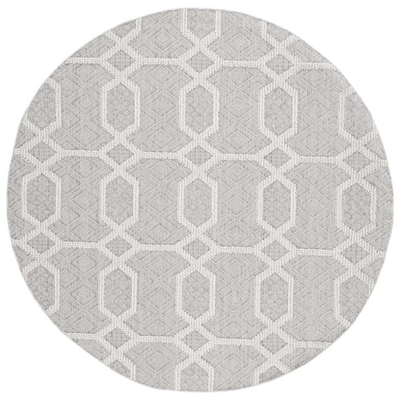 SAFAVIEH Global Guliana Geometric Area Rug, Grey/Ivory, 6'7" x 6'7" Round