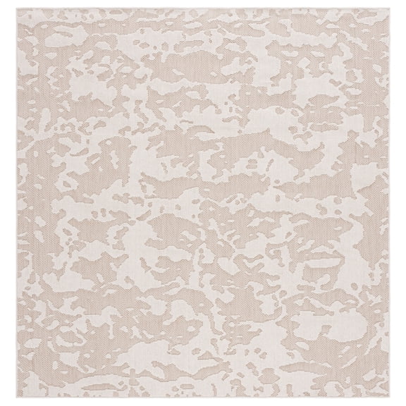 SAFAVIEH Global Herleva Abstract Indoor/Outdoor Area Rug, Beige/Light Beige, 6'7" x 6'7" Square