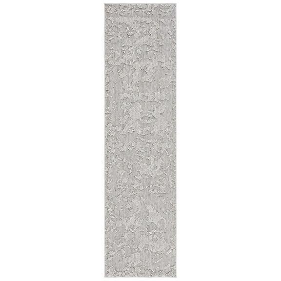 SAFAVIEH Global Herleva Abstract Indoor/Outdoor Runner Rug, Grey/Light Grey, 2'2" x 8'