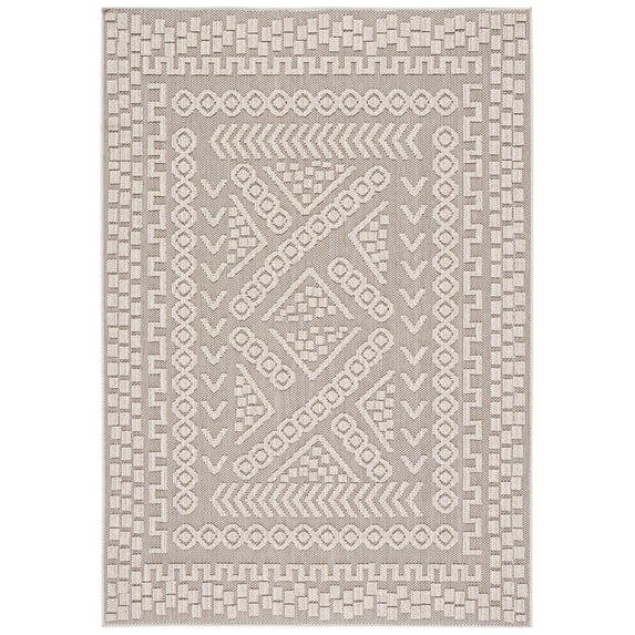 SAFAVIEH Global Hermite Bordered Indoor/Outdoor Area Rug, Beige/Light Beige, 4' x 6'