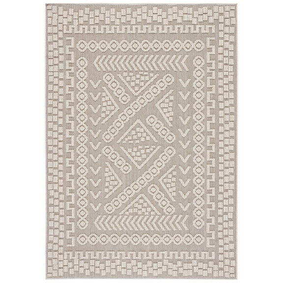 SAFAVIEH Global Hermite Bordered Indoor/Outdoor Area Rug, Beige/Light Beige, 8' x 10'