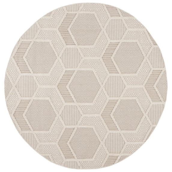 SAFAVIEH Global Jewell Geometric Area Rug, Beige/Ivory, 6'7" x 6'7" Round