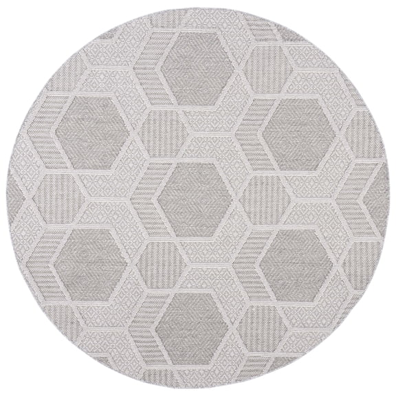 SAFAVIEH Global Jewell Geometric Area Rug, Grey/Ivory, 6'7" x 6'7" Round