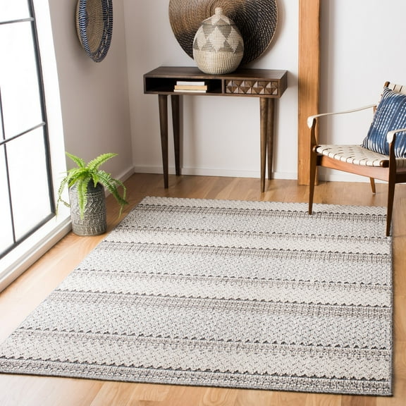 SAFAVIEH Global Joandra Southwestern Indoor/Outdoor Area Rug, Grey/Ivory, 8' x 10'