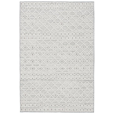 SAFAVIEH Global Karissa Diamond Indoor/Outdoor Area Rug, Grey/Ivory, 6'7" x 6'7" Round