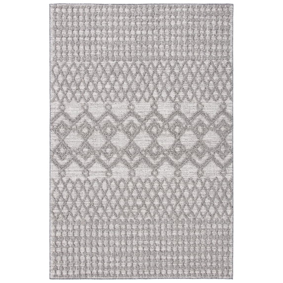 SAFAVIEH Global Loew Diamond Indoor/Outdoor Area Rug, Light Grey/Dark Grey, 4' x 6'