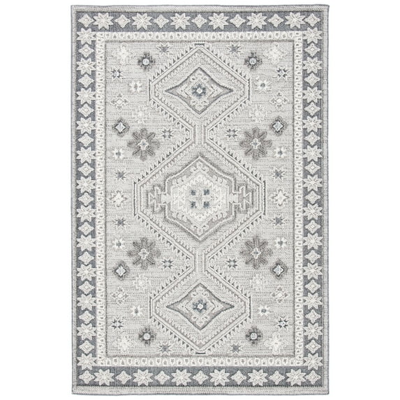 SAFAVIEH Global Marilou Abstract Indoor/Outdoor Area Rug, Light Grey/Dark Grey, 5'3" x 7'6"