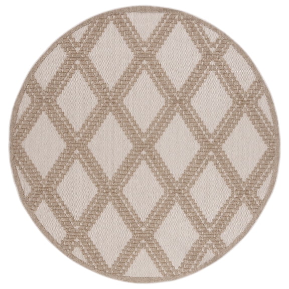 SAFAVIEH Global Michael Diamond Indoor/Outdoor Area Rug, Beige/Brown, 6'7" x 6'7" Round