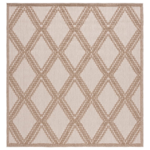 SAFAVIEH Global Michael Diamond Indoor/Outdoor Area Rug, Beige/Brown, 6'7" x 6'7" Square