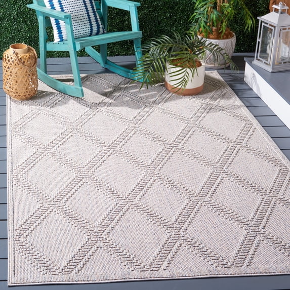 SAFAVIEH Global Michael Diamond Indoor/Outdoor Area Rug, Grey/Light Grey, 3' x 5'