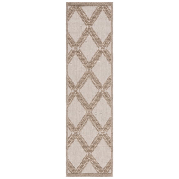 SAFAVIEH Global Michael Diamond Indoor/Outdoor Runner Rug, Beige/Brown, 2'2" x 8'